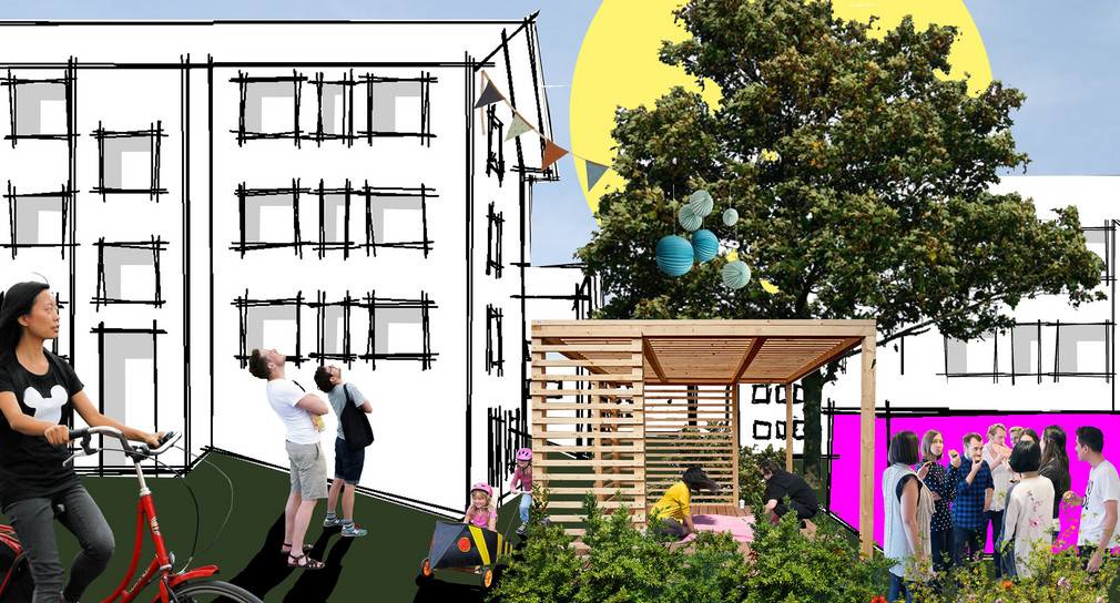 Bildercollage des Reallabors Wohnen in Stuttgart-Rot