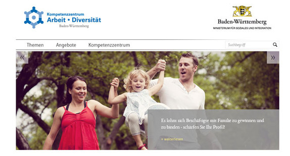 Ein Bildschirmfoto der neuen Internetseite Kompetenzzentrum-BW.de