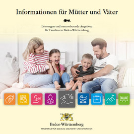 Titelbild zeigt Eltern mit zwei Kleinkindern und einem Säugling in einem Kinderzimmer