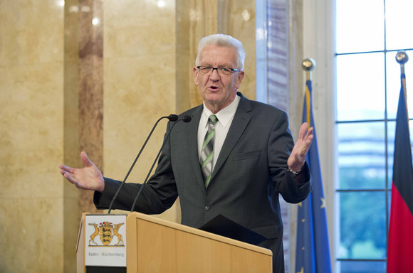 Ministerpräsident Winfried Kretschmann bei seiner Ansprache beim Iftar-Empfang