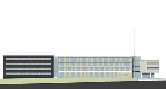 Visualisierung der Erweiterung der Kriminalpolizeidirektion in Rottweil, Außenansicht (Quelle: © Mangold und Thoma GmbH – Freie Architekten, Radolfzell)