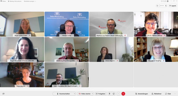 Screenshot der Webkonferenz am 24. Oktober 2022 zeigt Mitglieder des Landesbeirats für Integration