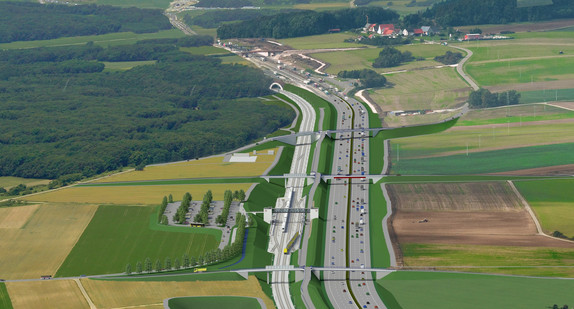 Die Illustration zeigt den fertigen Bahnhof Merklingen an der Neubaustrecke Wendlingen-Ulm.