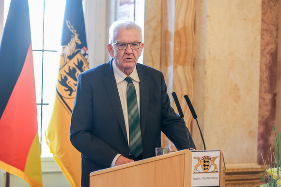 Ministerpräsident Winfried Kretschmann bei seiner Ansprache