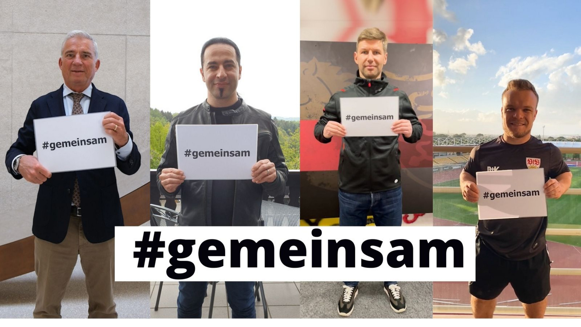 Thomas Strobl, Bülent Ceylan, Thomas Hitzlsperger, Niko Kappel zur #gemeinsam-Kampagne