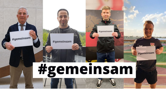 Thomas Strobl, Bülent Ceylan, Thomas Hitzlsperger, Niko Kappel zur #gemeinsam-Kampagne