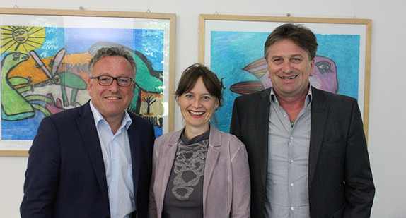 Gruppenfoto von Landesrat Heinrich Schellhorn, Landesrätin Martina Berthold mit Sozial- und Integrationsminister Manne Lucha