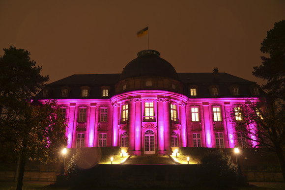 Landesregierung und Landeshauptstadt erinnern am Internationalen Aktionstag gegen die Todesstrafe an die Opfer. Als weithin sichtbares Zeichen gegen die Todesstrafe leuchtet die Villa Reitzenstein, der Regierungssitz des Ministerpräsidenten, in violettfarbenem Licht.